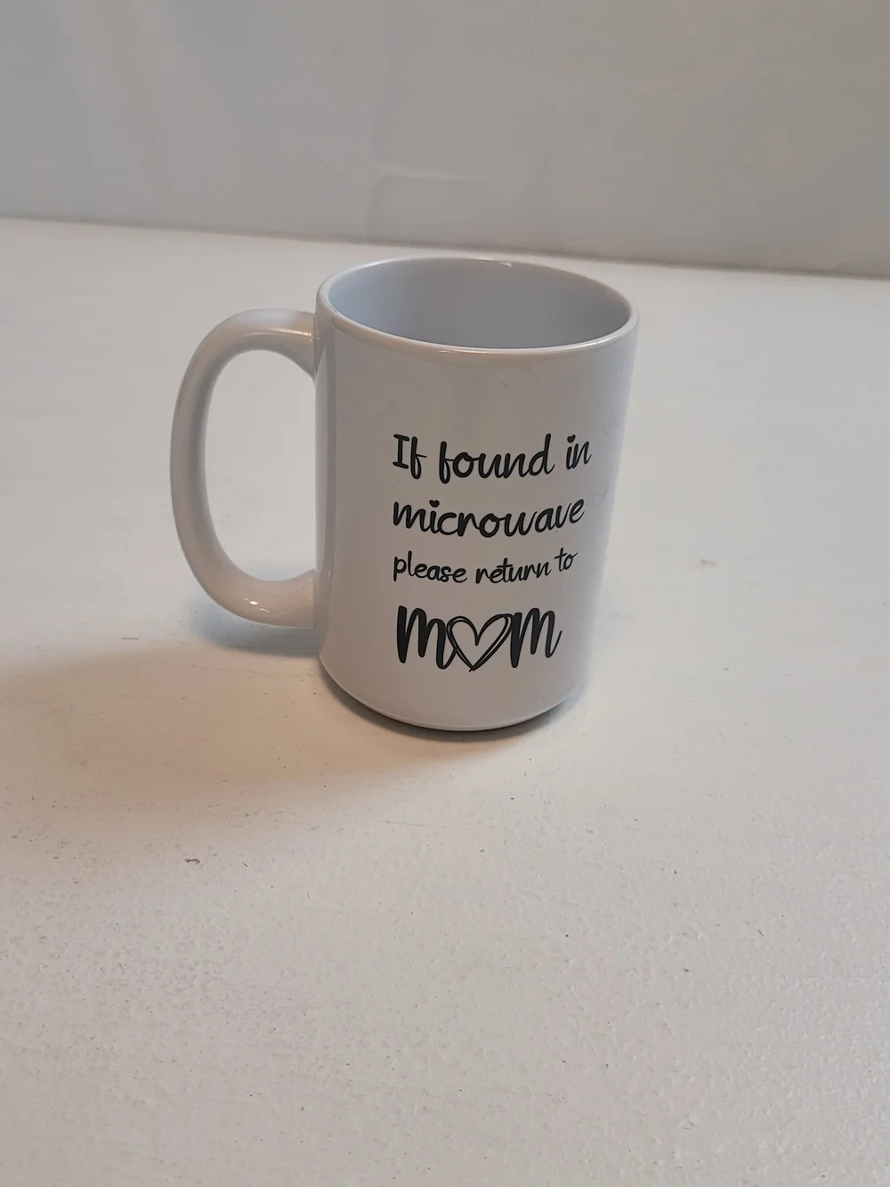 White Mom Heart Ceramic Mug - If Found in Microwave
